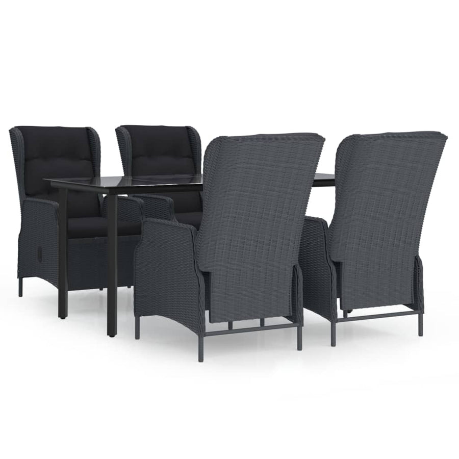 -Delige Tuinset Poly Rattan 5 160 cm tafellengte Donkergrijs