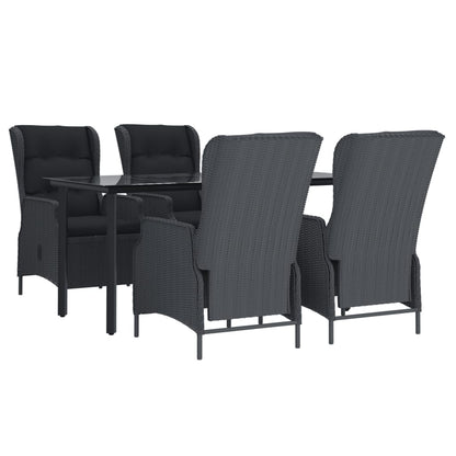 -Delige Tuinset Poly Rattan 5 160 cm tafellengte Donkergrijs