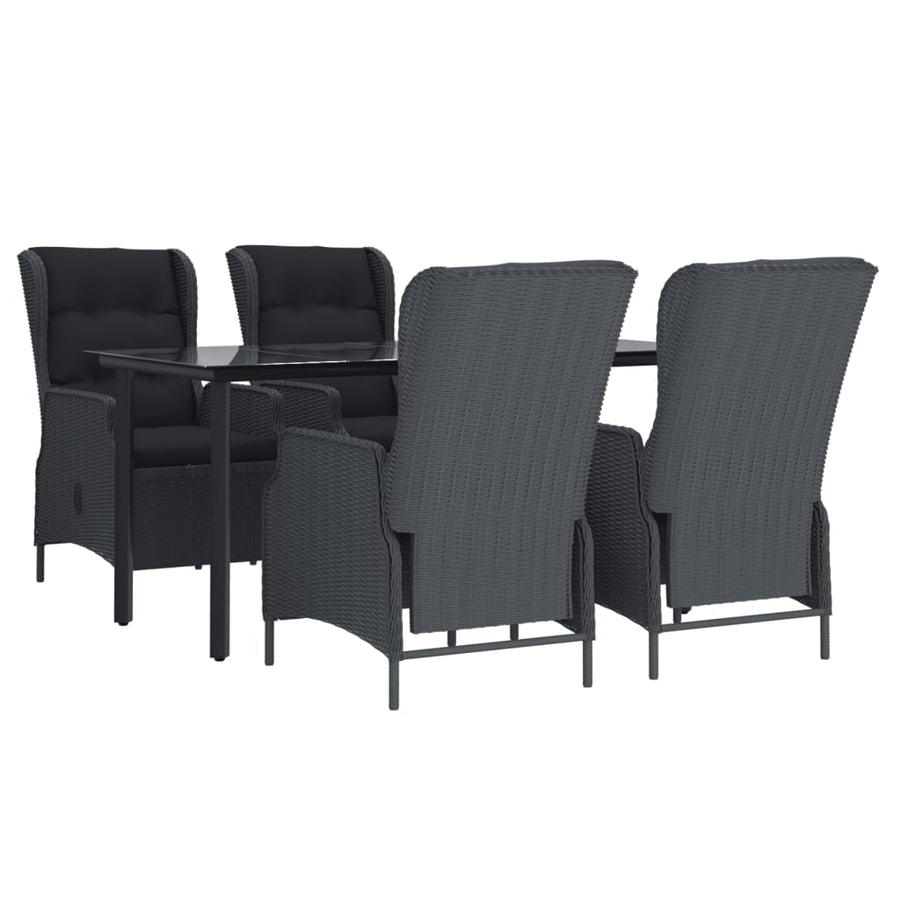 -Delige Tuinset Poly Rattan 5 160 cm tafellengte Donkergrijs