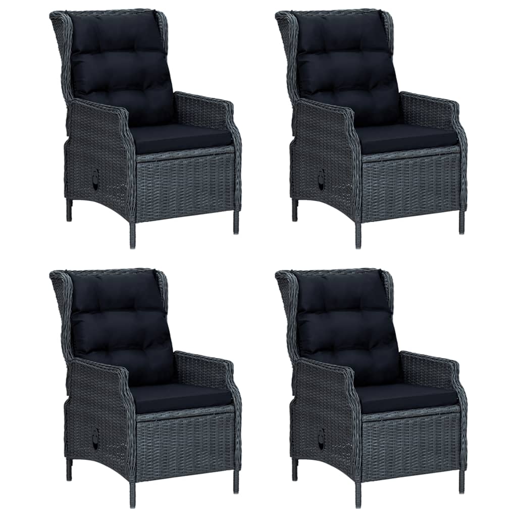 -Delige Tuinset Poly Rattan 5 160 cm tafellengte Donkergrijs