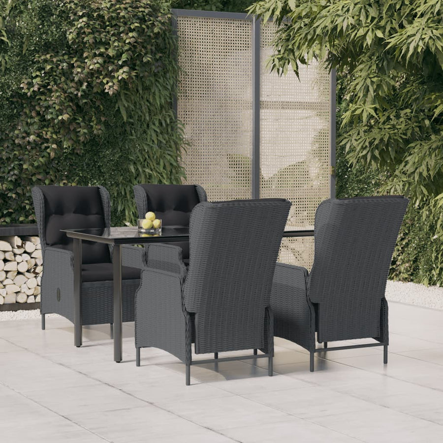 -Delige Tuinset Poly Rattan 5 160 cm tafellengte Donkergrijs