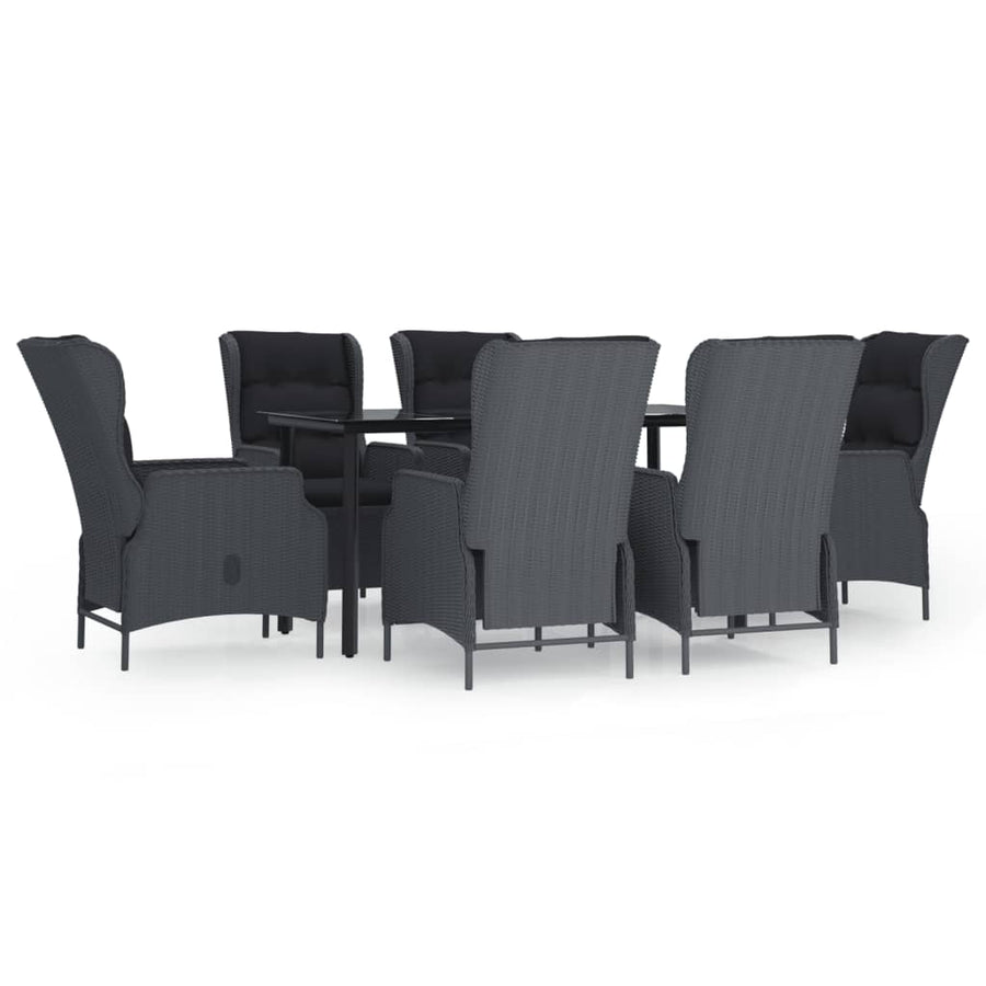 -Delige Tuinset Poly Rattan 7 160 cm tafellengte Donkergrijs