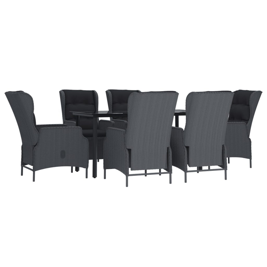 -Delige Tuinset Poly Rattan 7 160 cm tafellengte Donkergrijs
