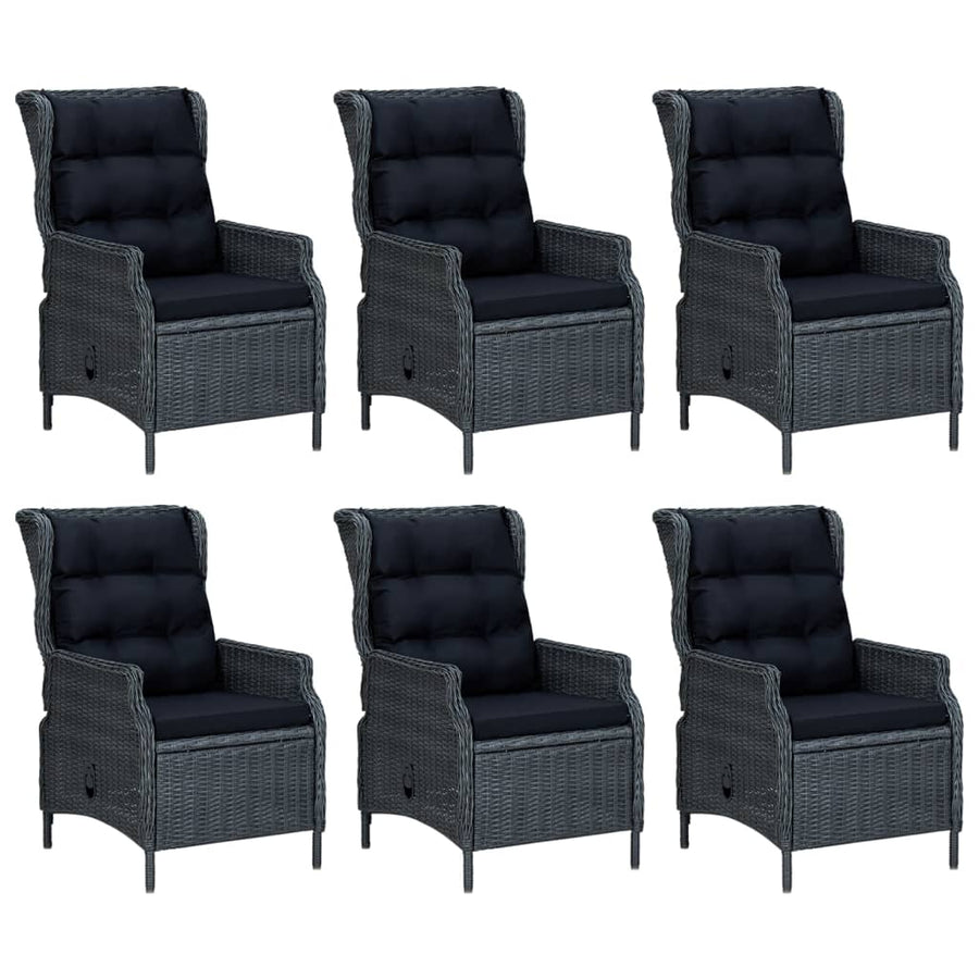 -Delige Tuinset Poly Rattan 7 160 cm tafellengte Donkergrijs