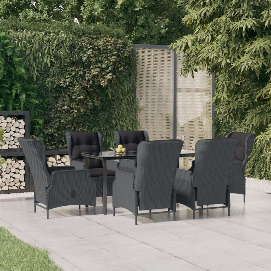 -Delige Tuinset Poly Rattan 7 160 cm tafellengte Donkergrijs