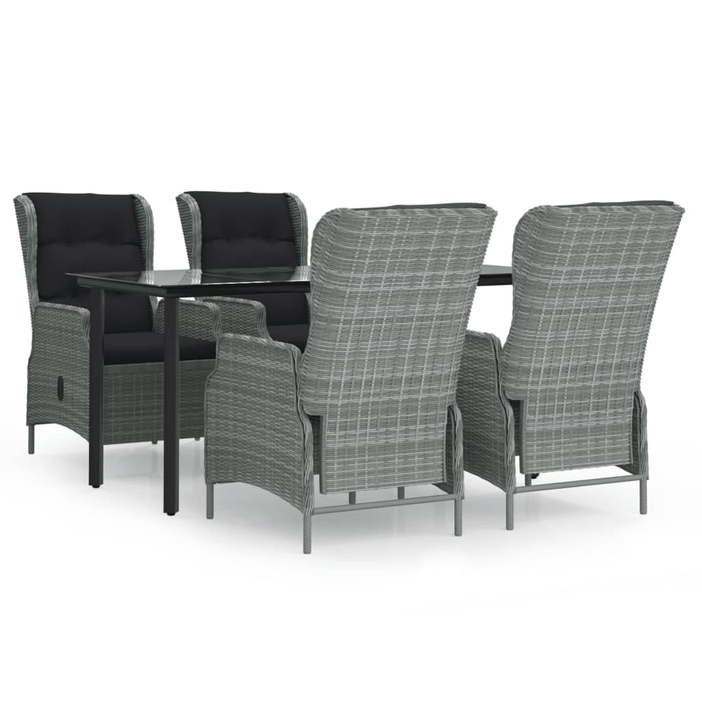 Tuinset Poly Rattan 5 160 cm tafellengte Lichtgrijs