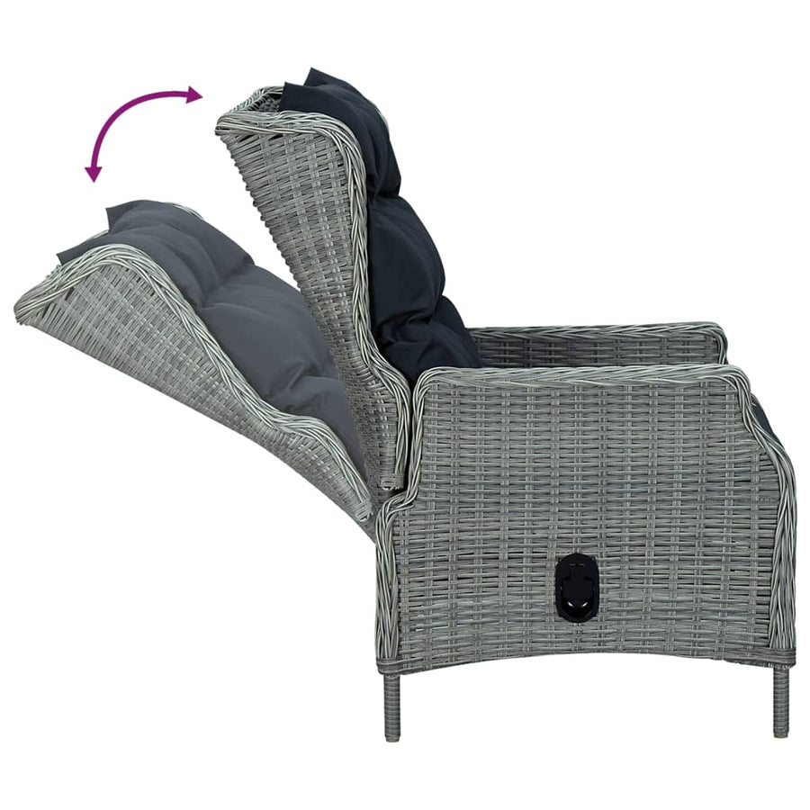 Tuinset Poly Rattan 5 160 cm tafellengte Lichtgrijs