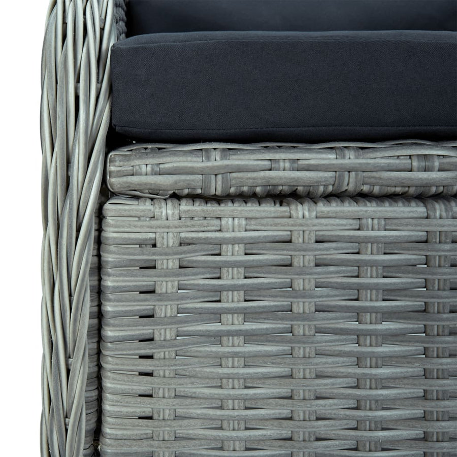Tuinset Poly Rattan 5 160 cm tafellengte Lichtgrijs