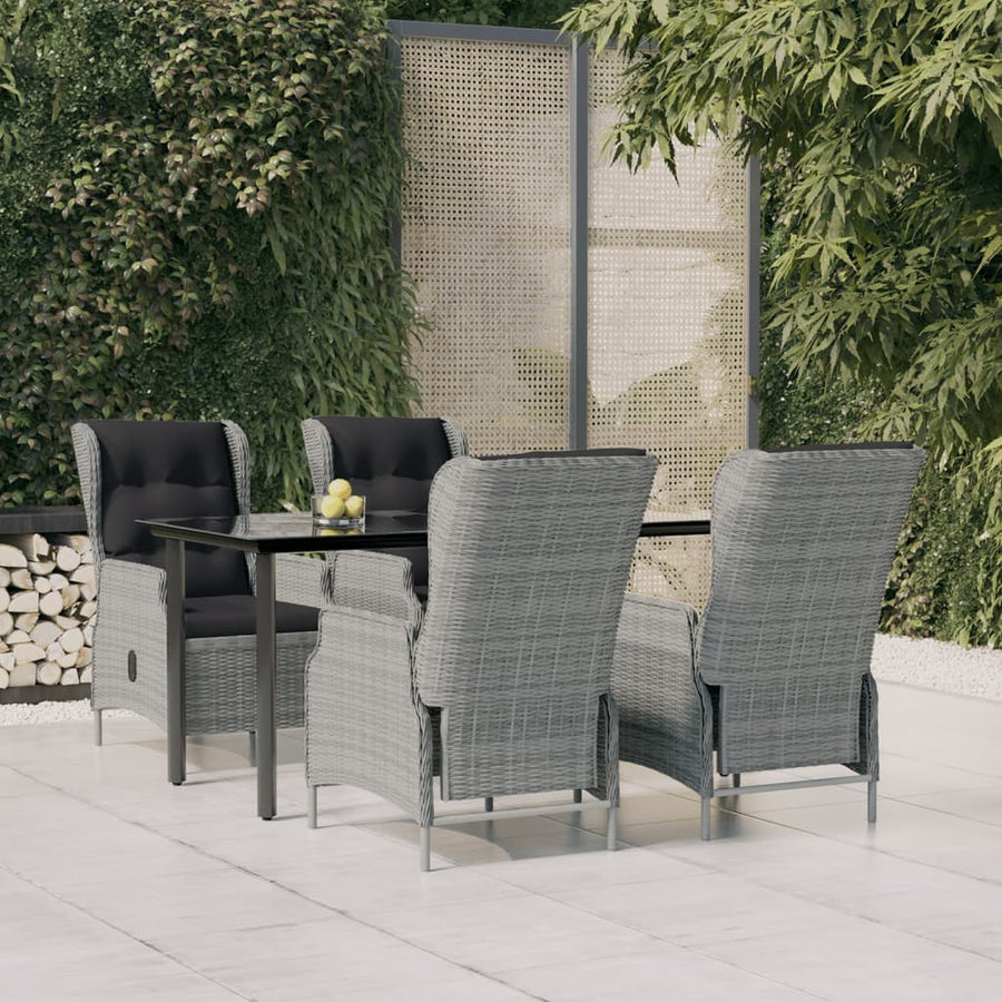 Tuinset Poly Rattan 5 160 cm tafellengte Lichtgrijs