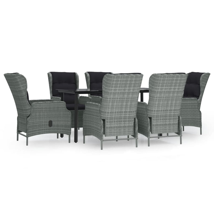 Tuinset Poly Rattan 7 160 cm tafellengte Lichtgrijs