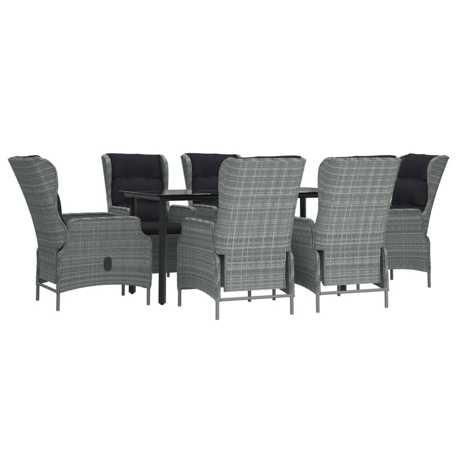 Tuinset Poly Rattan 7 160 cm tafellengte Lichtgrijs