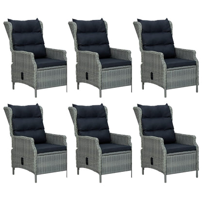 Tuinset Poly Rattan 7 160 cm tafellengte Lichtgrijs