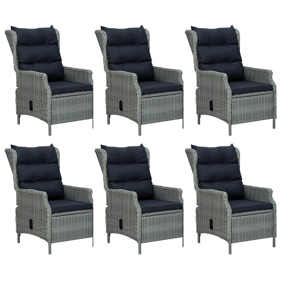 Tuinset Poly Rattan 7 160 cm tafellengte Lichtgrijs