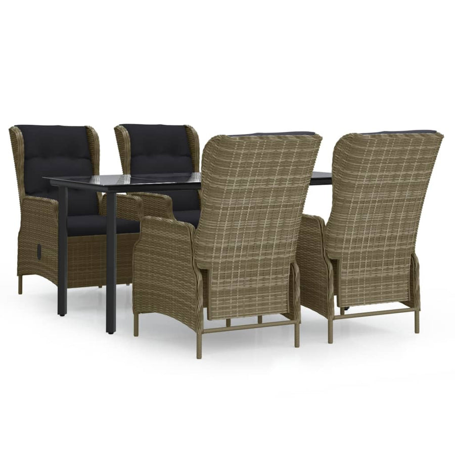 5-Delige Tuinset Poly Rattan 4 160 cm tafellengte Bruin