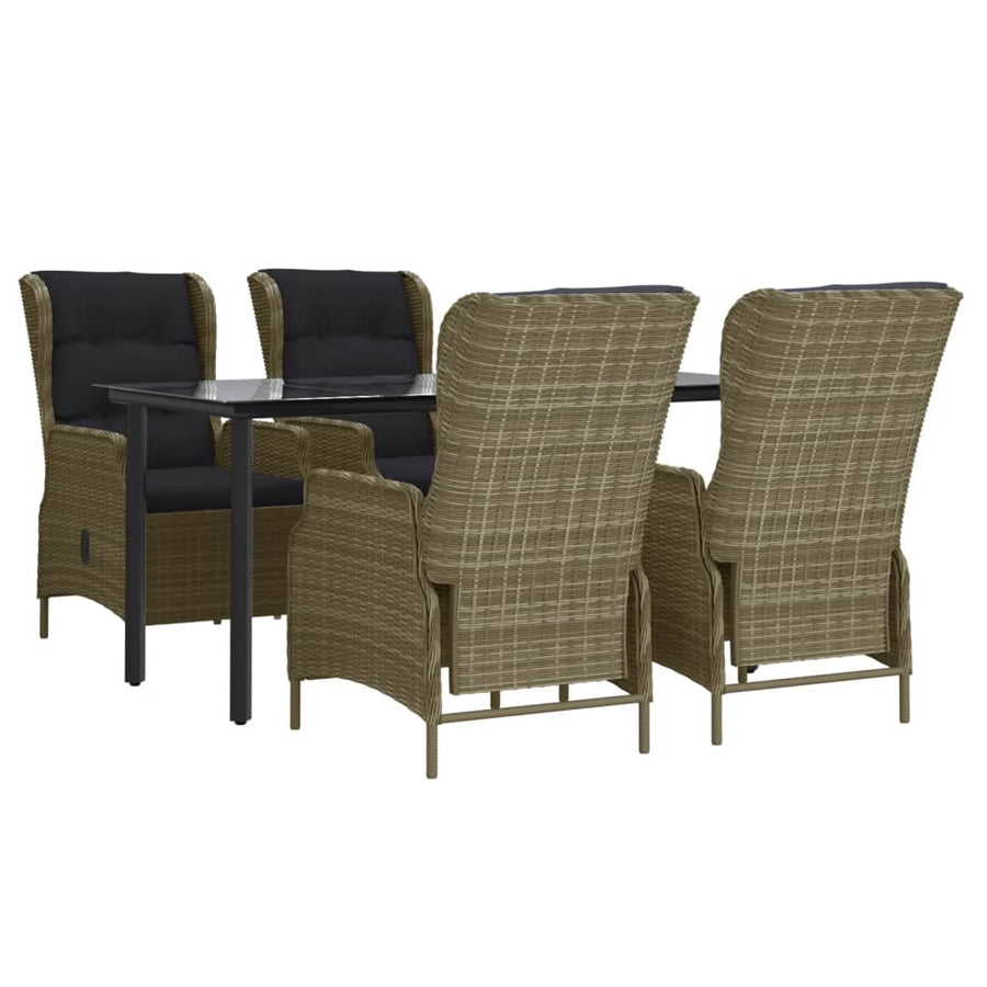 5-Delige Tuinset Poly Rattan 4 160 cm tafellengte Bruin