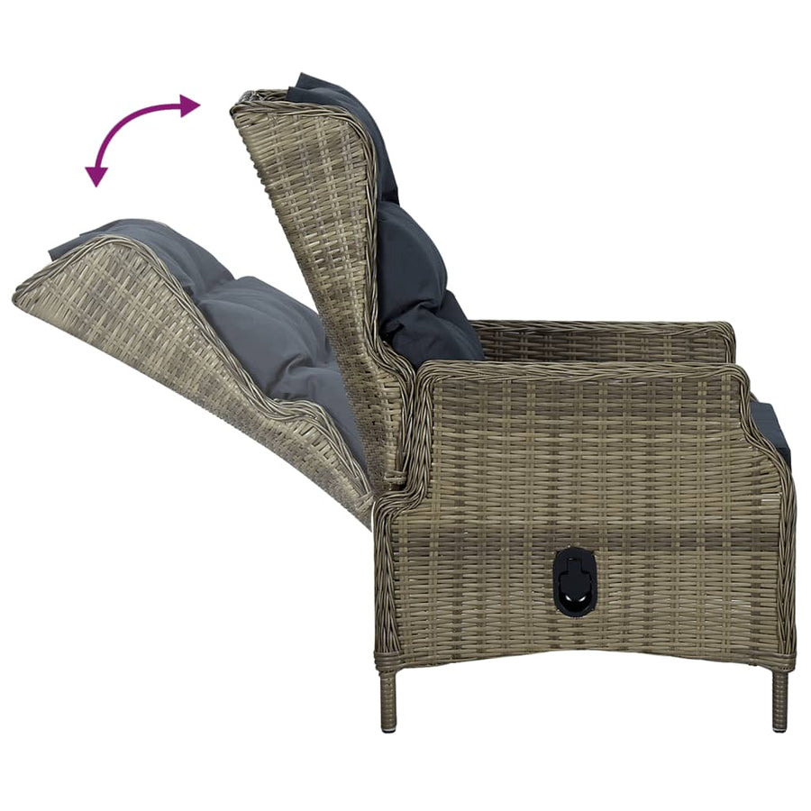 5-Delige Tuinset Poly Rattan 4 160 cm tafellengte Bruin