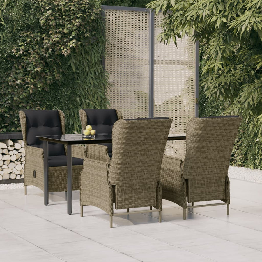 5-Delige Tuinset Poly Rattan 4 160 cm tafellengte Bruin