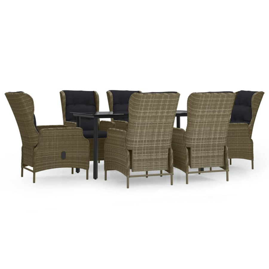 Tuinset Poly Rattan 7 160 cm tafellengte Bruin