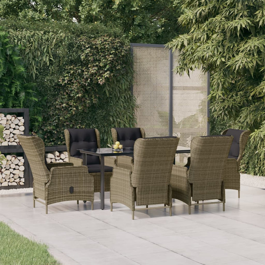 Tuinset Poly Rattan 7 160 cm tafellengte Bruin