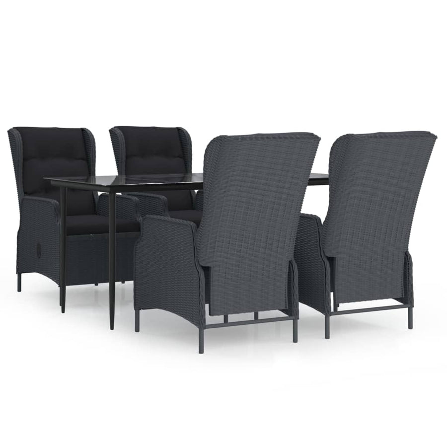-Delige Tuinset Poly Rattan 5 160 cm tafellengte Donkergrijs