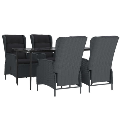 -Delige Tuinset Poly Rattan 5 160 cm tafellengte Donkergrijs