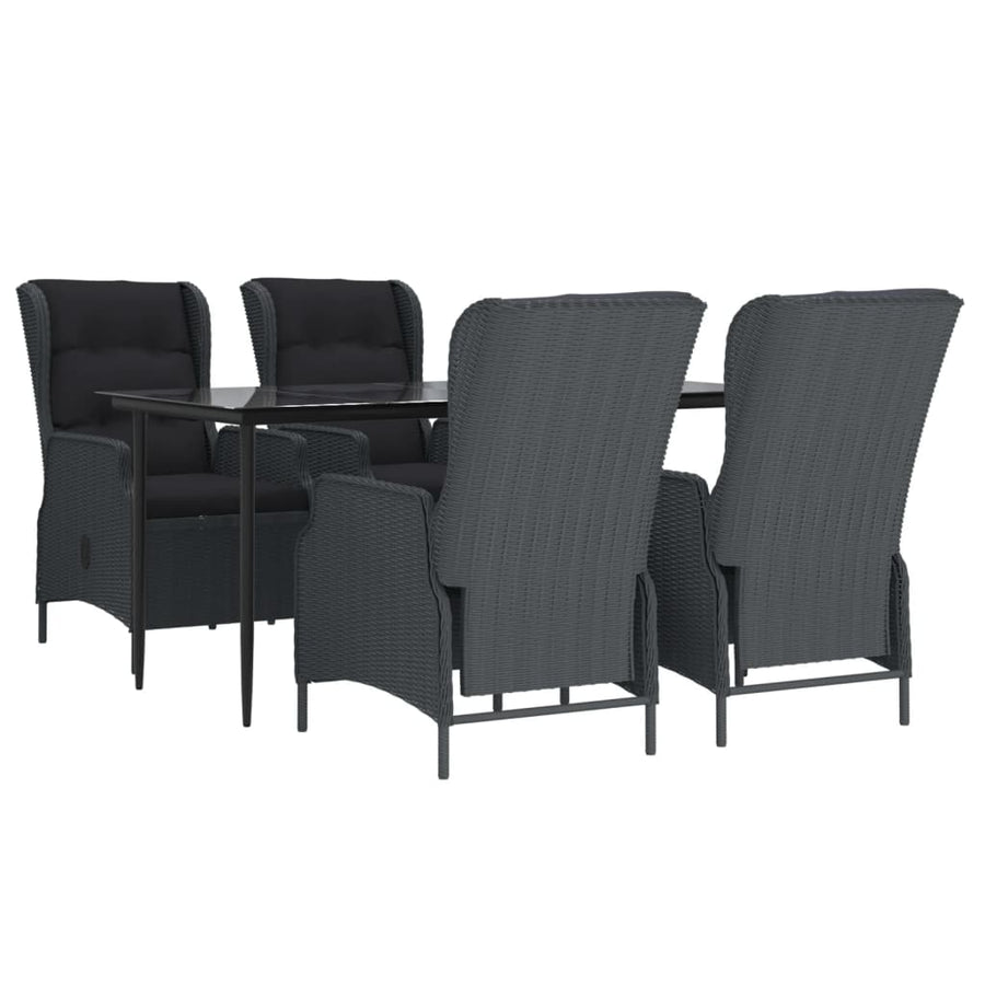 -Delige Tuinset Poly Rattan 5 160 cm tafellengte Donkergrijs