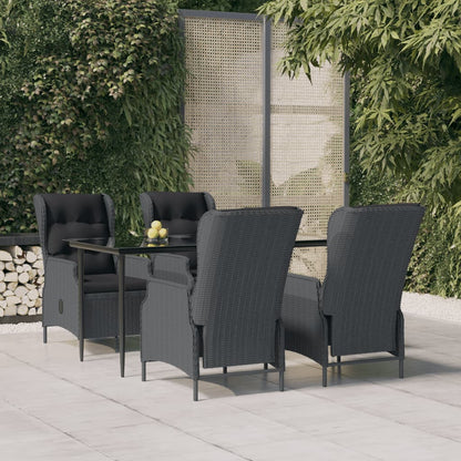 -Delige Tuinset Poly Rattan 5 160 cm tafellengte Donkergrijs