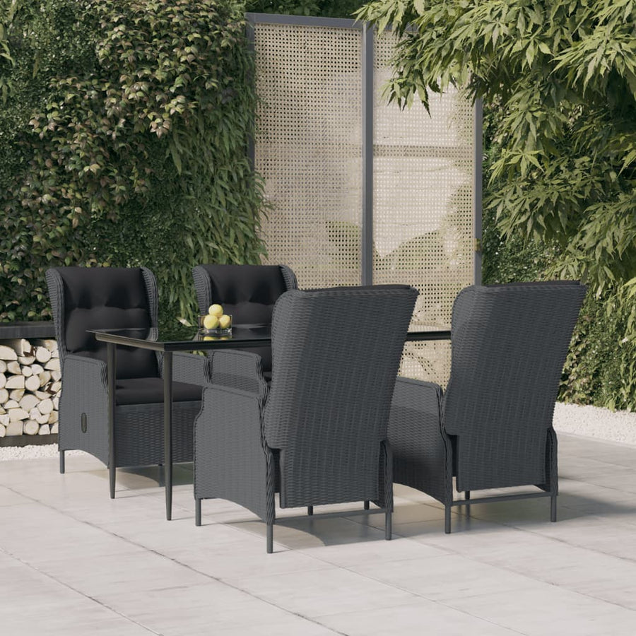 -Delige Tuinset Poly Rattan 5 160 cm tafellengte Donkergrijs