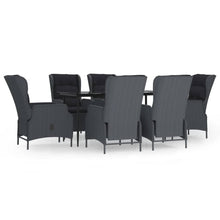 -Delige Tuinset Poly Rattan 7 160 cm tafellengte Donkergrijs