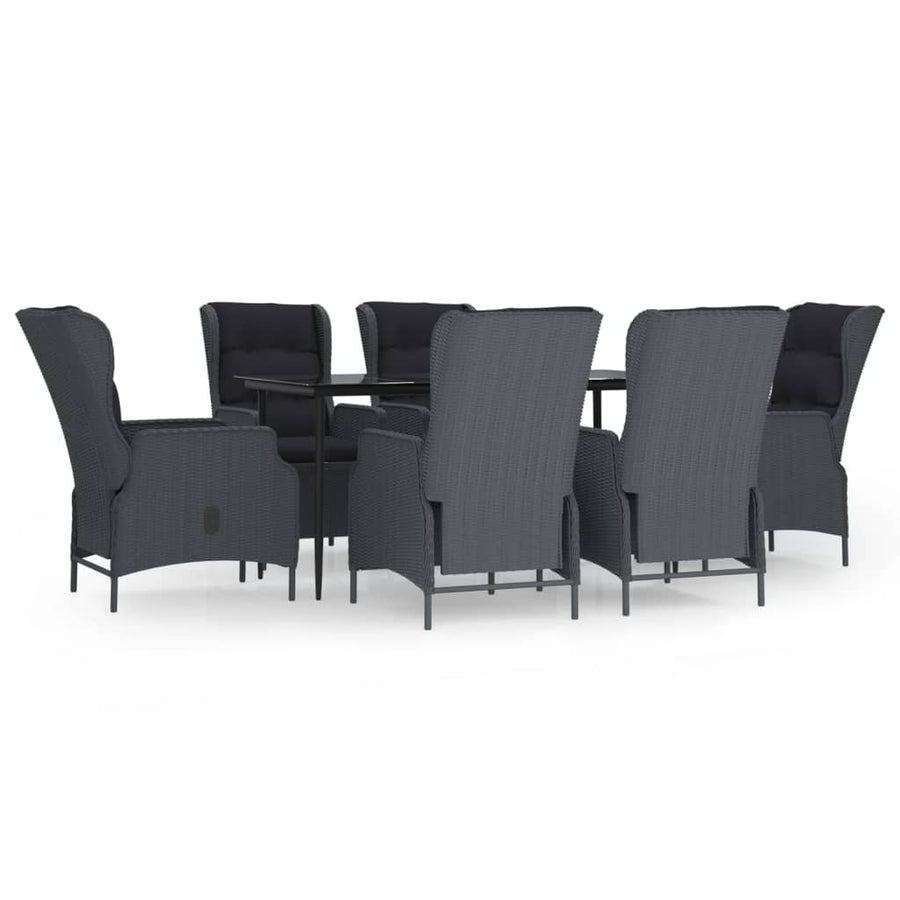-Delige Tuinset Poly Rattan 7 160 cm tafellengte Donkergrijs