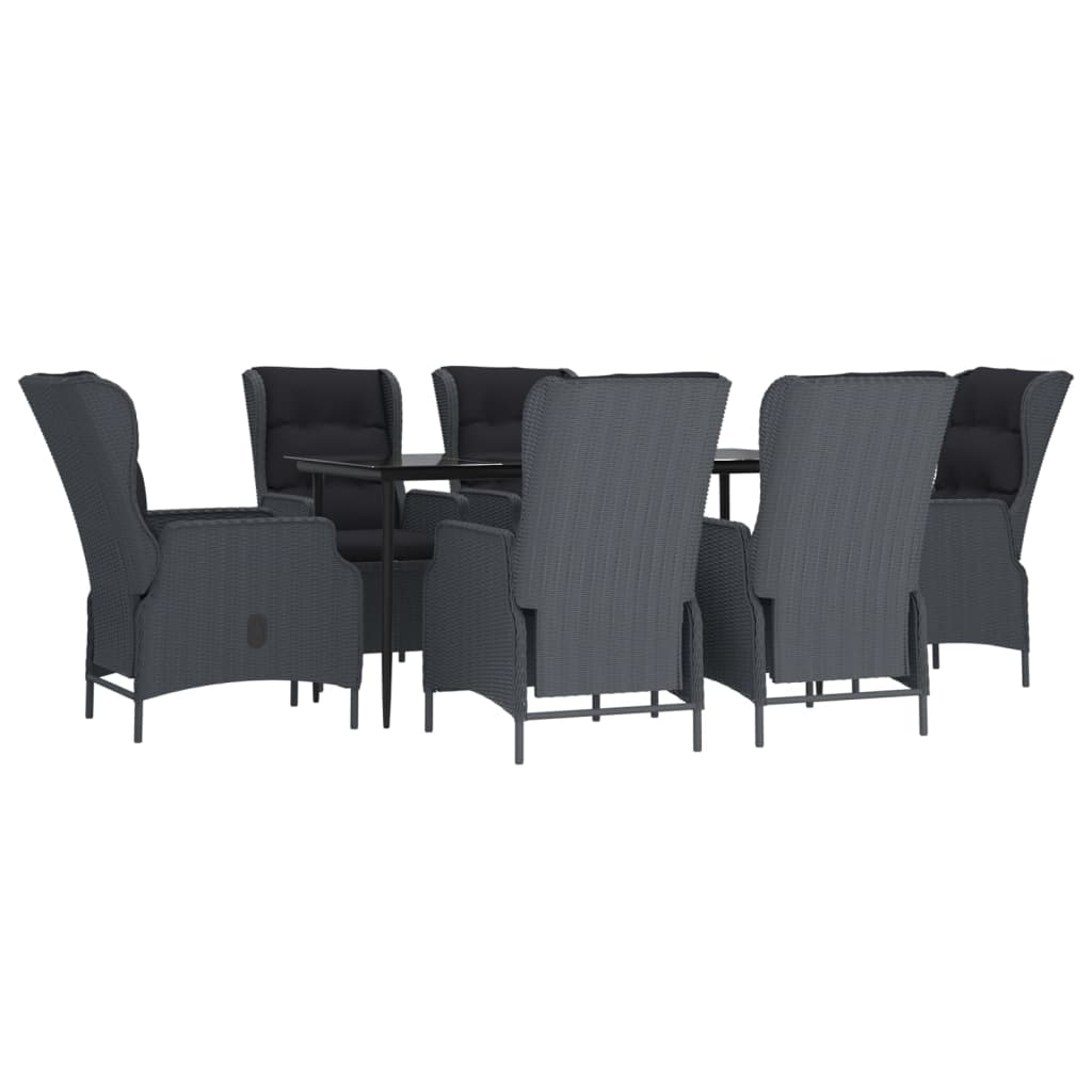 -Delige Tuinset Poly Rattan 7 160 cm tafellengte Donkergrijs