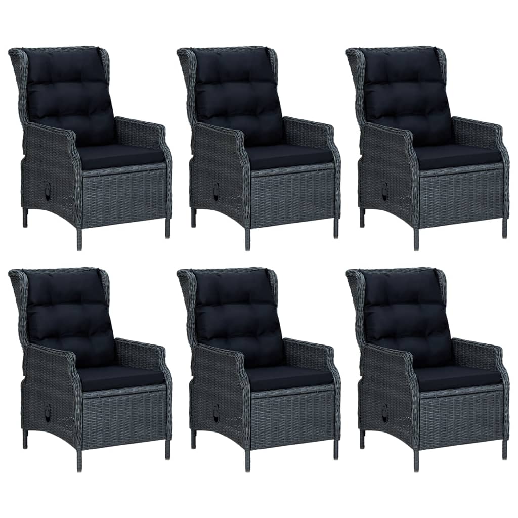 -Delige Tuinset Poly Rattan 7 160 cm tafellengte Donkergrijs