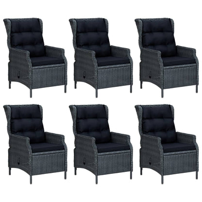 -Delige Tuinset Poly Rattan 7 160 cm tafellengte Donkergrijs