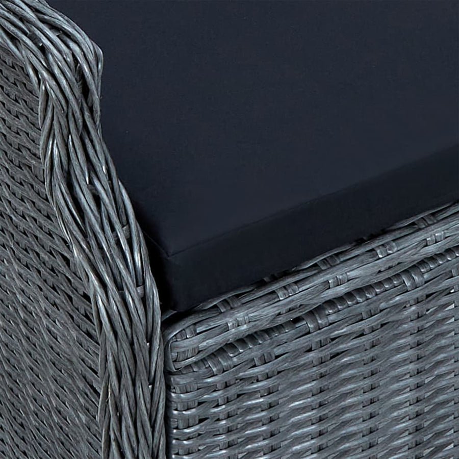 -Delige Tuinset Poly Rattan 7 160 cm tafellengte Donkergrijs