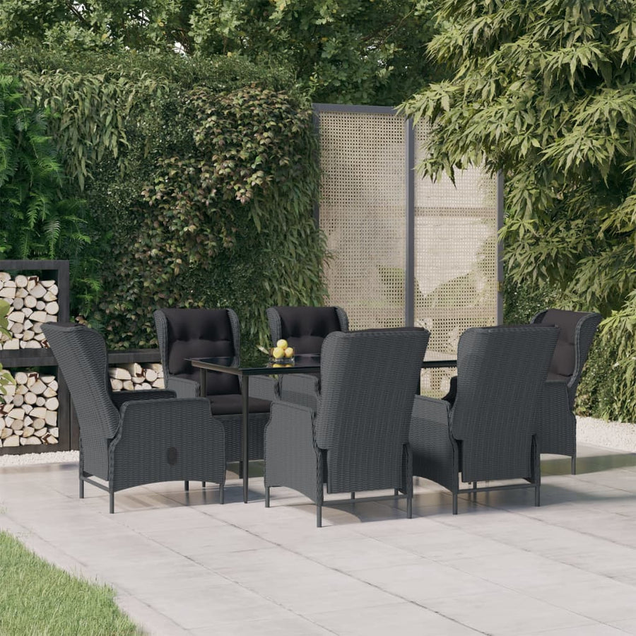-Delige Tuinset Poly Rattan 7 160 cm tafellengte Donkergrijs