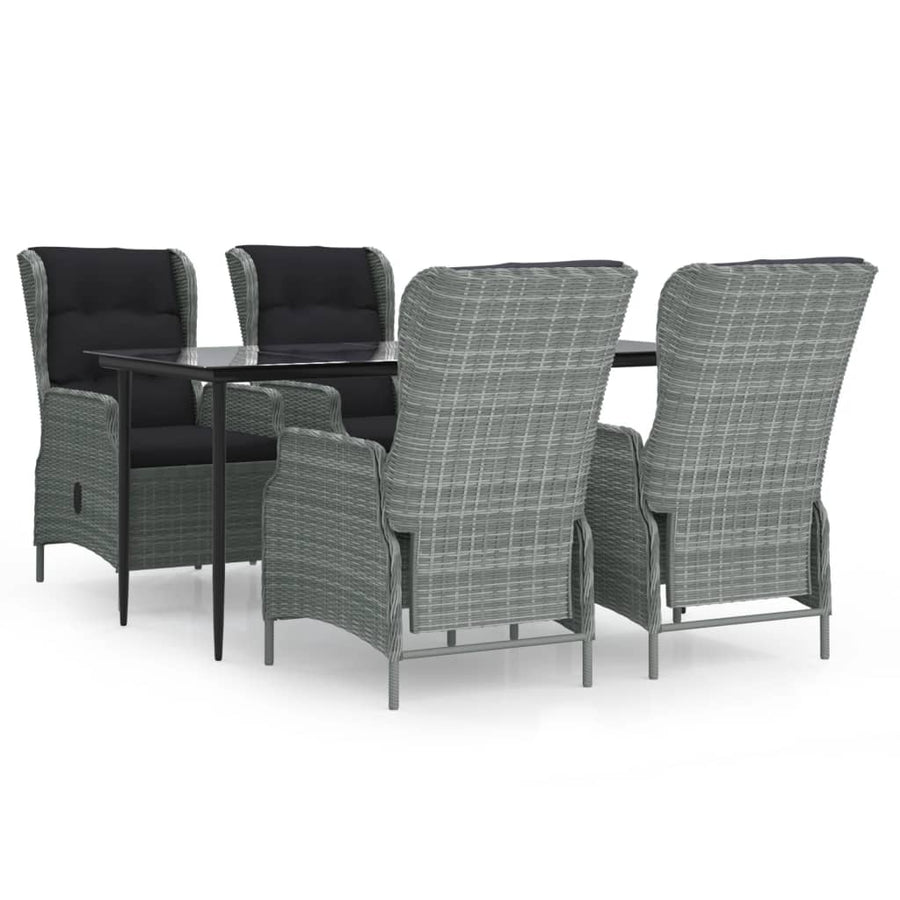 Tuinset Poly Rattan 5 160 cm tafellengte Lichtgrijs