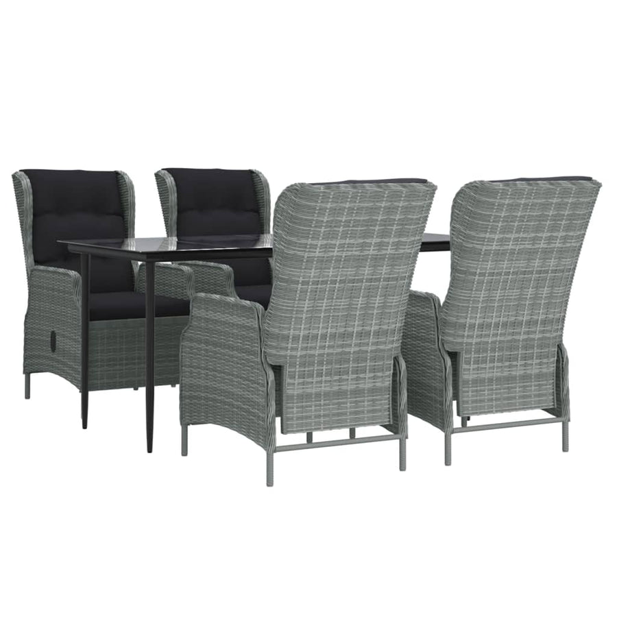Tuinset Poly Rattan 5 160 cm tafellengte Lichtgrijs