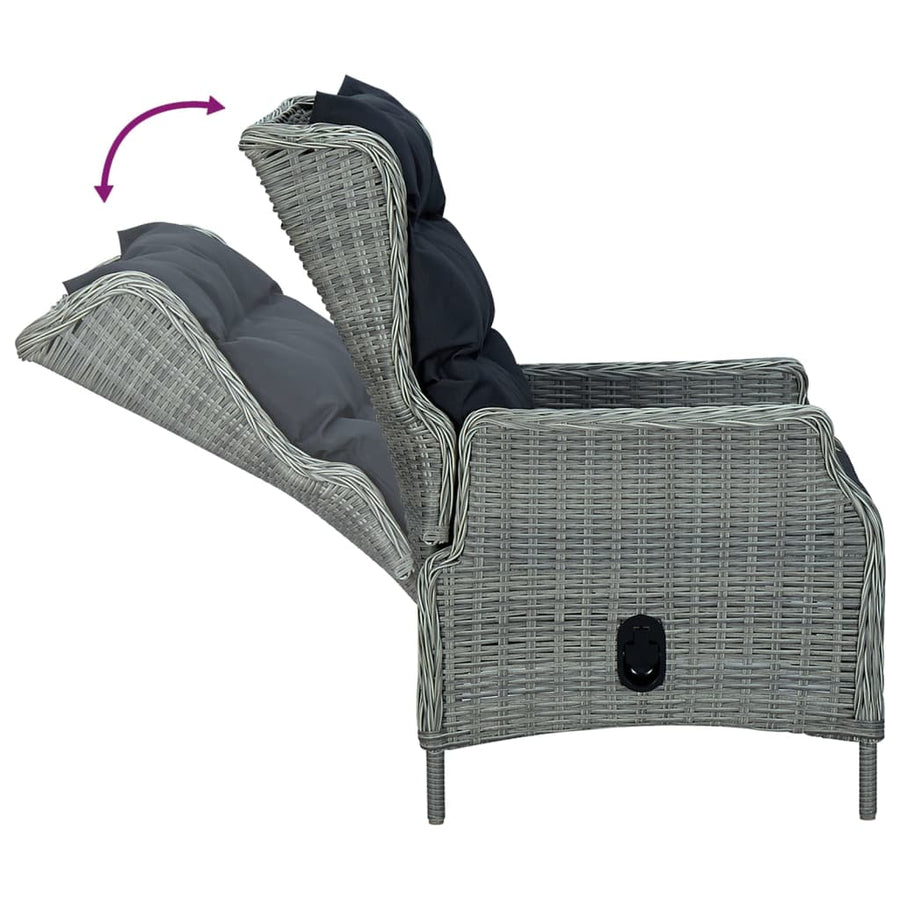 Tuinset Poly Rattan 5 160 cm tafellengte Lichtgrijs