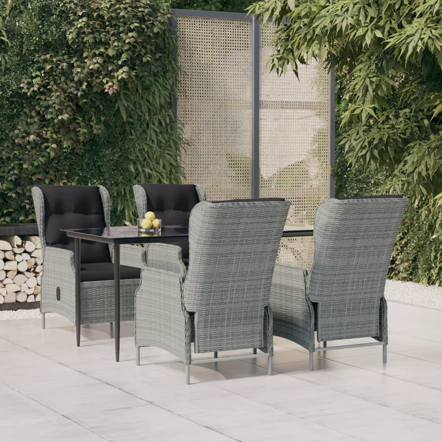 Tuinset Poly Rattan 5 160 cm tafellengte Lichtgrijs