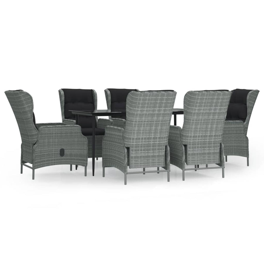 Tuinset Poly Rattan 7 160 cm tafellengte Lichtgrijs