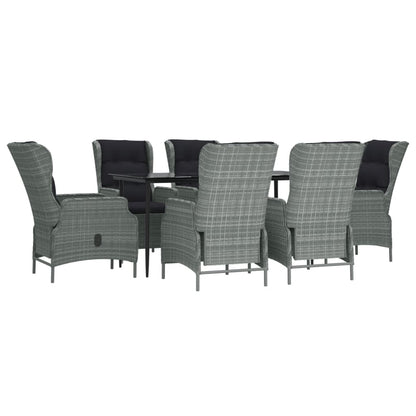 Tuinset Poly Rattan 7 160 cm tafellengte Lichtgrijs