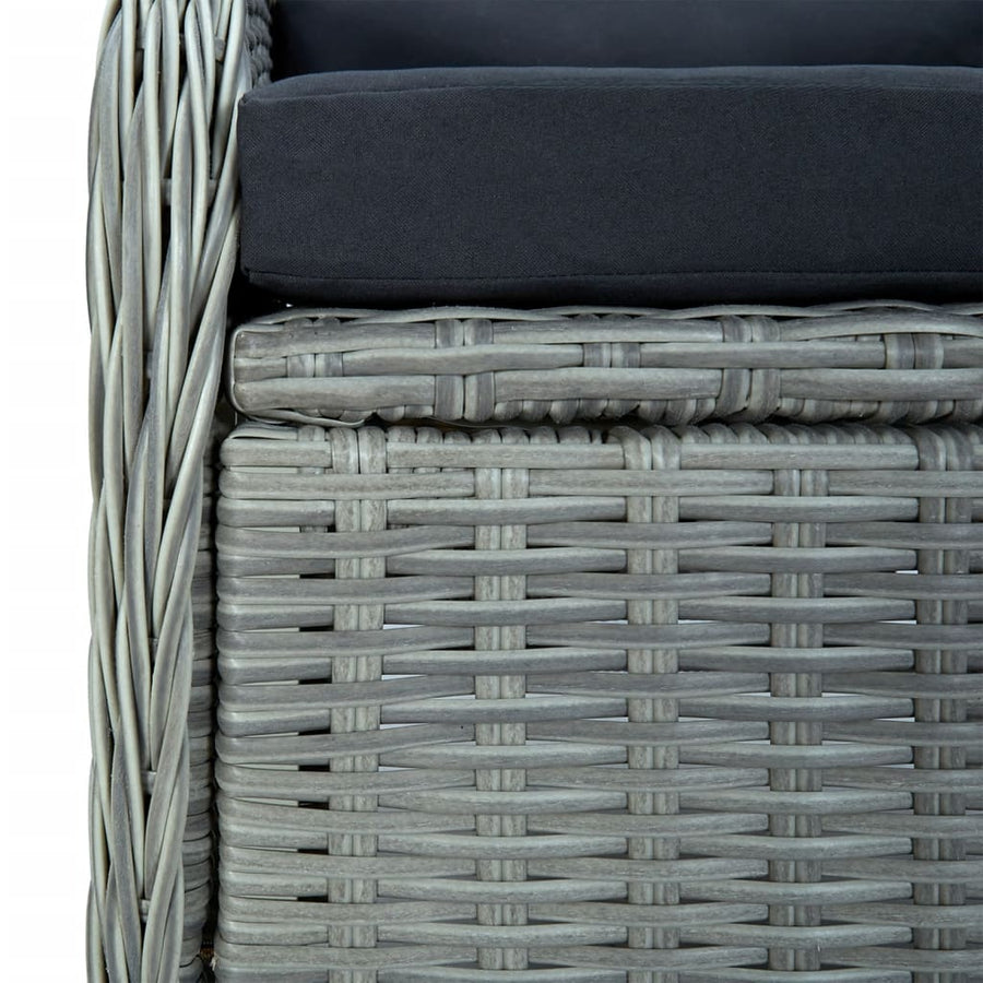 Tuinset Poly Rattan 7 160 cm tafellengte Lichtgrijs