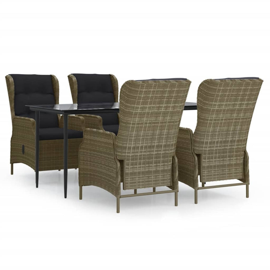 5-Delige Tuinset Poly Rattan 4 160 cm tafellengte Bruin