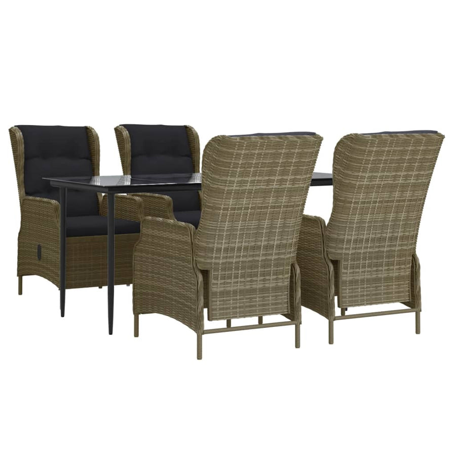 5-Delige Tuinset Poly Rattan 4 160 cm tafellengte Bruin