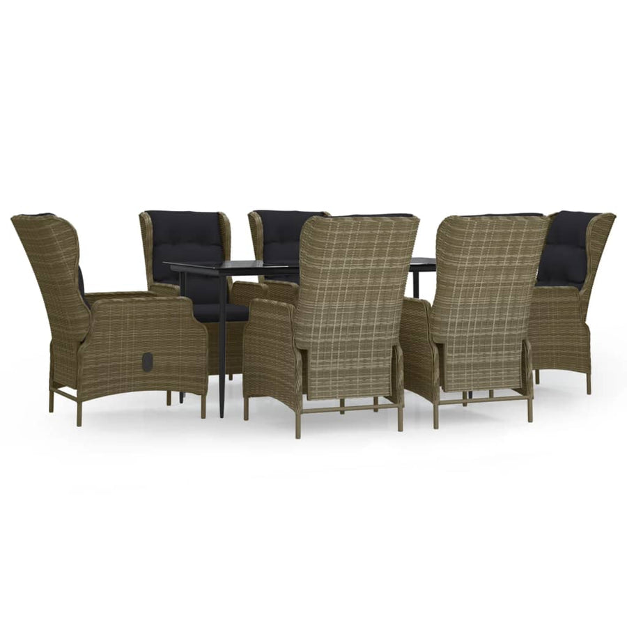 Tuinset Poly Rattan 7 160 cm tafellengte Bruin