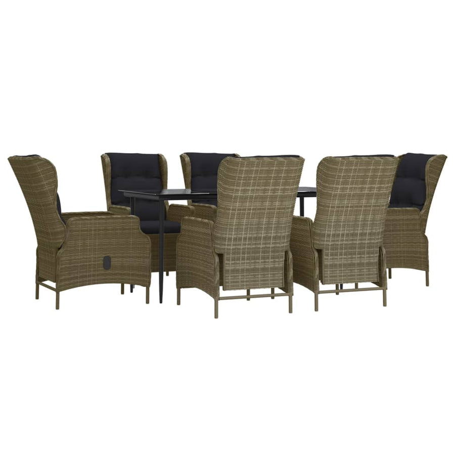 Tuinset Poly Rattan 7 160 cm tafellengte Bruin