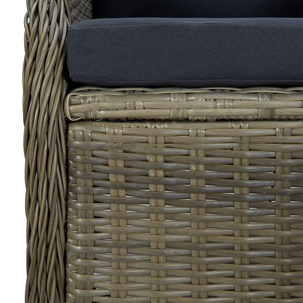 Tuinset Poly Rattan 7 160 cm tafellengte Bruin