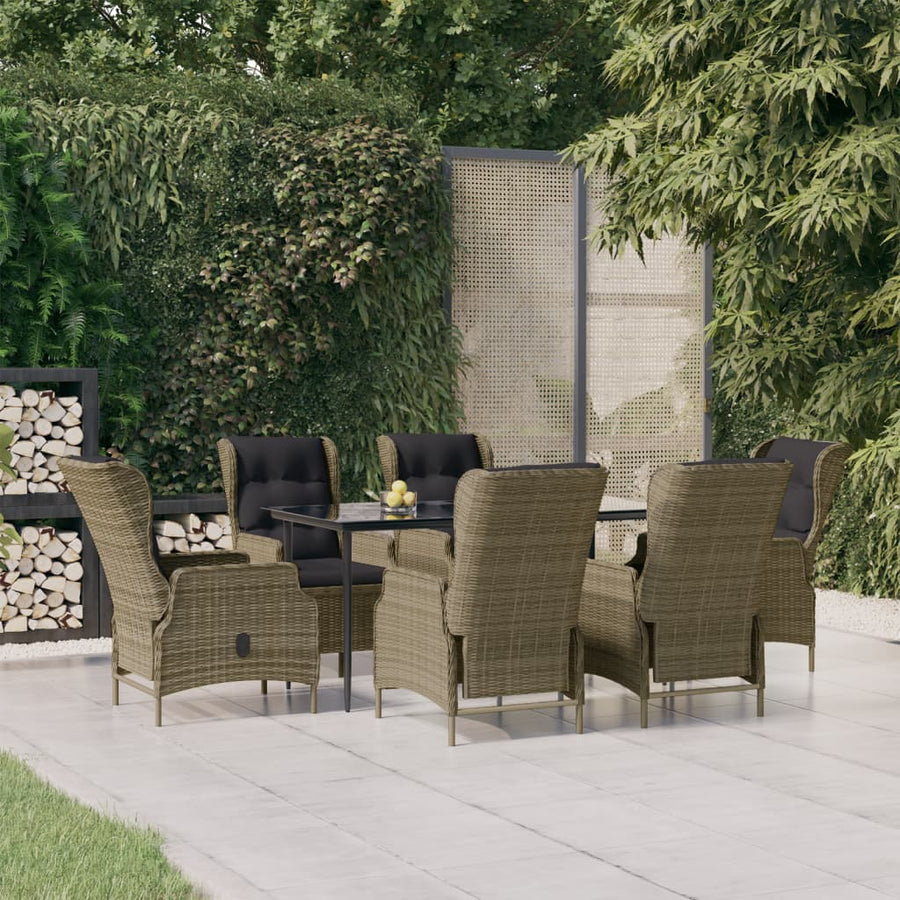 Tuinset Poly Rattan 7 160 cm tafellengte Bruin