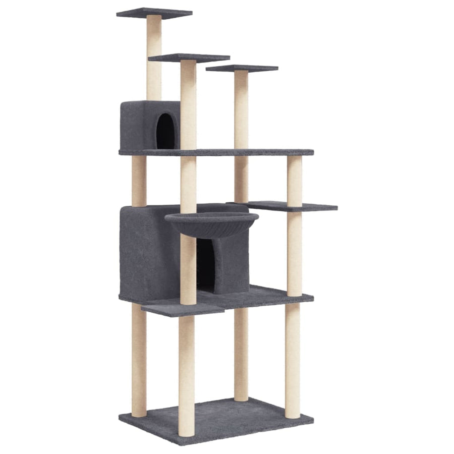 Kattenmeubel met sisal krabpalen 166 cm donkergrijs Donkergrijs
