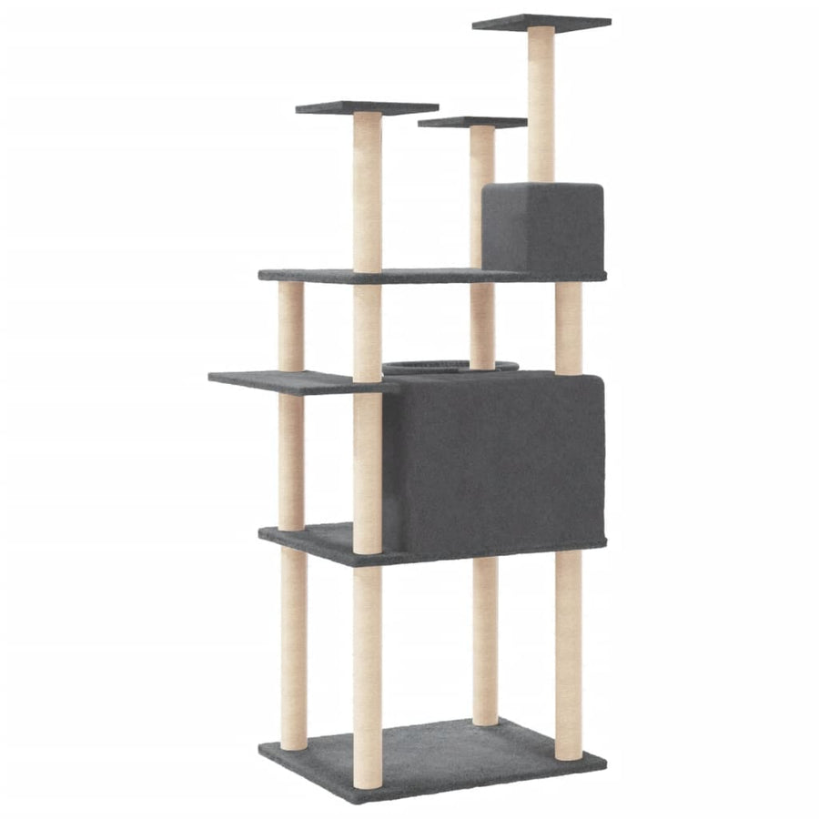 Kattenmeubel met sisal krabpalen 166 cm donkergrijs Donkergrijs